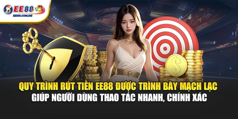 Quy trình rút tiền EE88 được trình bày mạch lạc giúp người dùng thao tác nhanh, chính xác